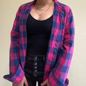 Oversized pink, purple, and blue flannel💕